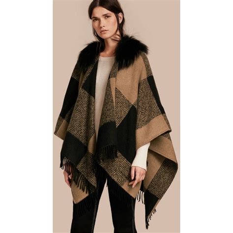 burberry poncho kids|Burberry fur trimmed poncho.